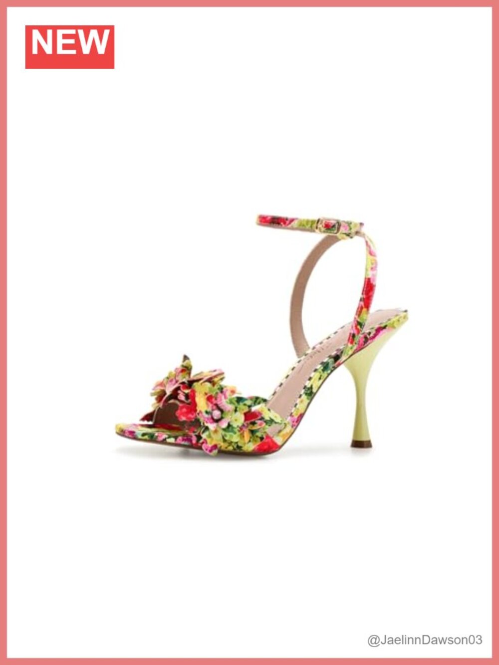 Betsey Johnson Women's Kitten Heel Slide Sandals PU Floral Ankle Strap Buckle
